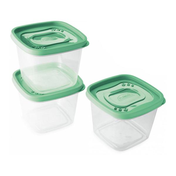 Imagem de 5 Potes plástico 500ml 1200ml mantimentos Vasilha marmita tapoer tupperware tapuer verde plasútil