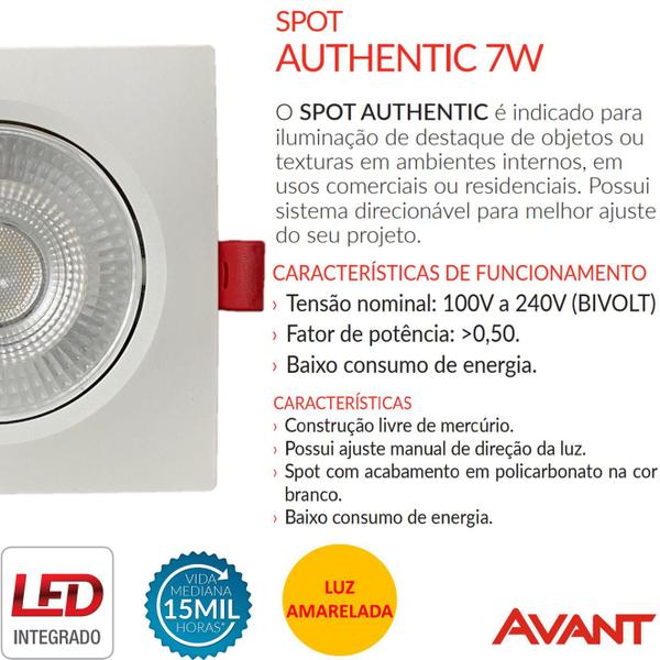 Imagem de 5 Spot Dicroica Led Quadrado 7w Cob Branco Quente 3000k