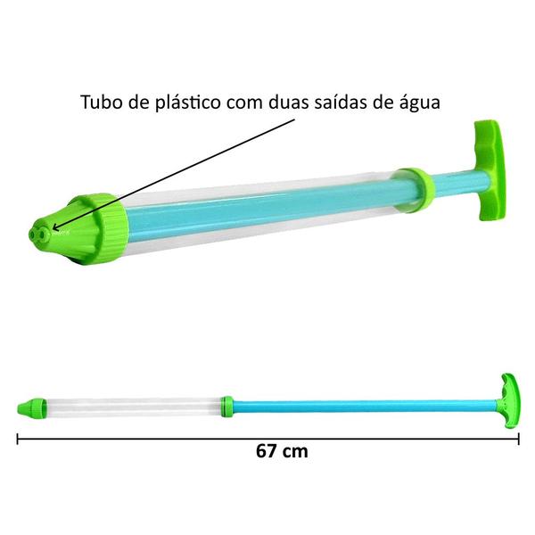 Imagem de 5 Super Pistolas de Água Tubo com Duplo Jato Infantil Praia Piscina Atacado Revenda