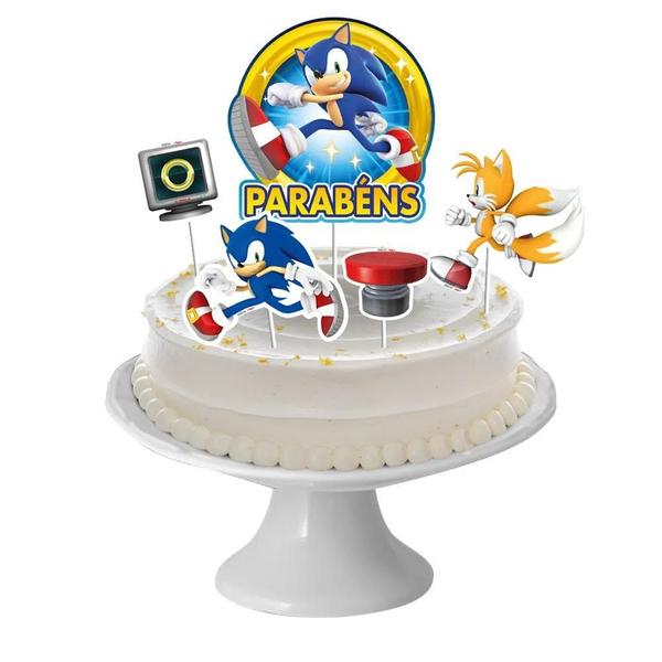 Imagem de 5 Topo Decoração de Bolo Tema Festa Sonic