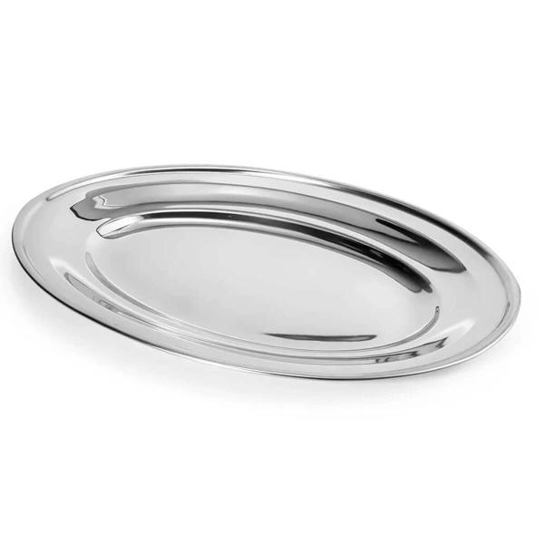 Imagem de 5 Travessas de Inox Pequenas 21cm Oval Rasas Restaurante Salada Petiscos Aperitivos Bar