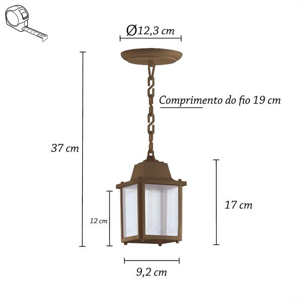 Imagem de 5 Un Luminaria Pendente Externo Colonial Plastico Marrom Alz15