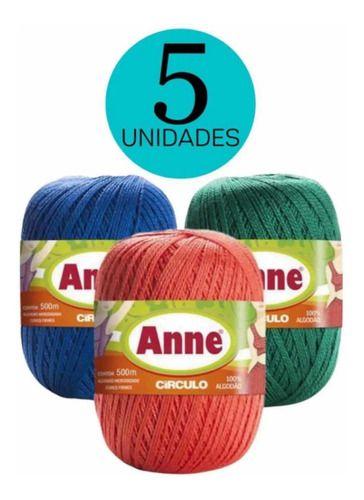 Imagem de 5 Unid Fio Anne 500m Linha Círculo Tricô Crochê Escolha Cor