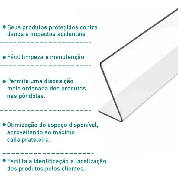 Imagem de 5 Unidades Cantoneira Aparador De Gôndola 100x5cm Pvc 0,75mm