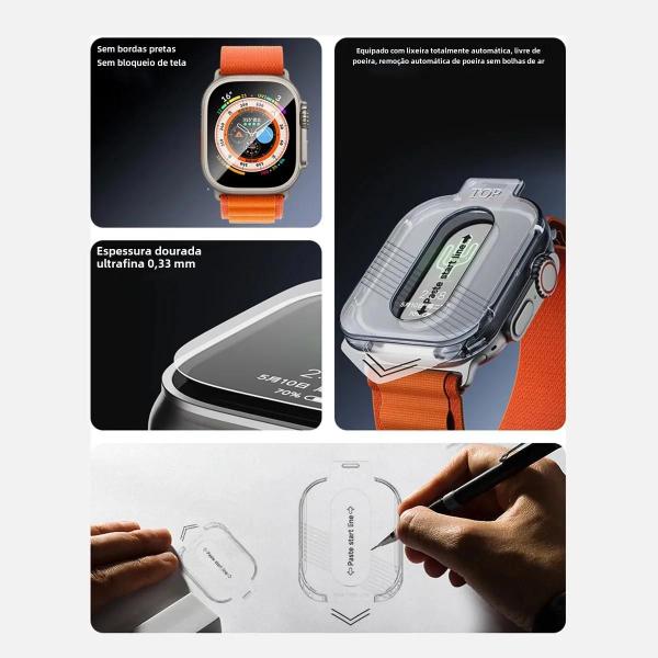 5 Unidades de Protetor de Tela de Vidro Temperado 9H para Apple Watch Ultra 2 (49mm) - Alta Definição Imagem de 5 Unidades de Protetor de Tela de Vidro Temperado 9H para Apple Watch Ultra 2 (49mm) - Alta Definição