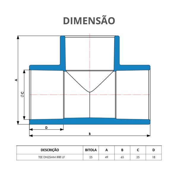 Imagem de 5  Unidades Tee DN 25MM Irriga LF