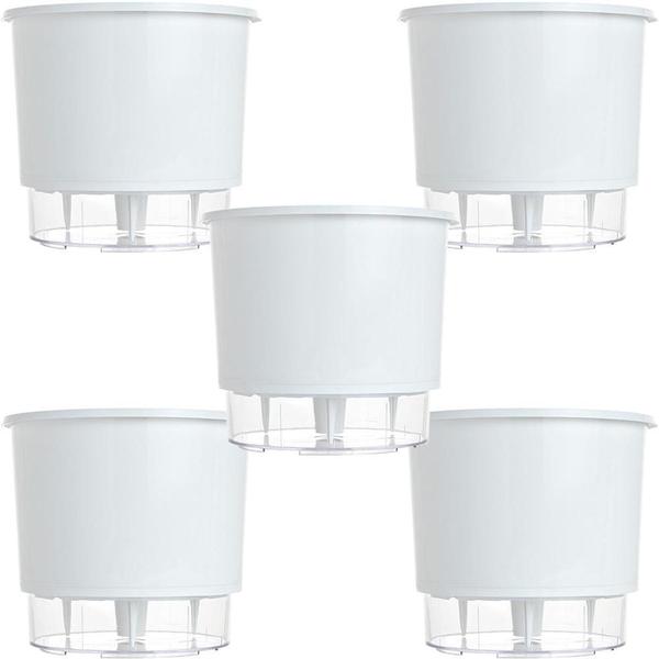 Imagem de 5 Vaso Raiz Autoirrigavel 21X18 Branco Área Interna Externa