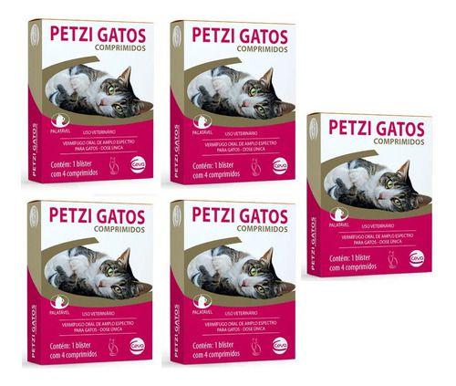 Imagem de 5 Vermifugo Petzi Gatos Caixa 4 Comprimidos Envio Imediato