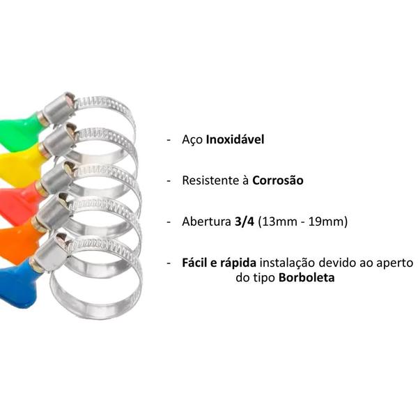 Imagem de 50 Abraçadeiras Metal Borboleta Irrigação Botijão Rosca SFim