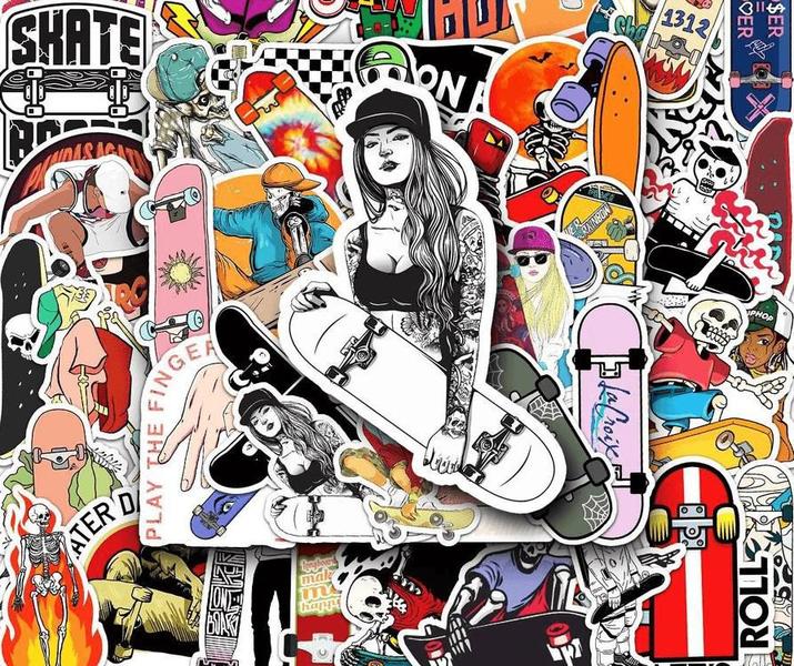 Imagem de 50 Adesivos Skates Para Skatistas Skateboard Stickers Flip