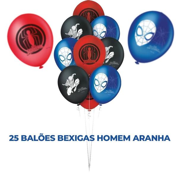 Imagem de 50 Balões Bexigas Homem Aranha decoração festas aniveráio