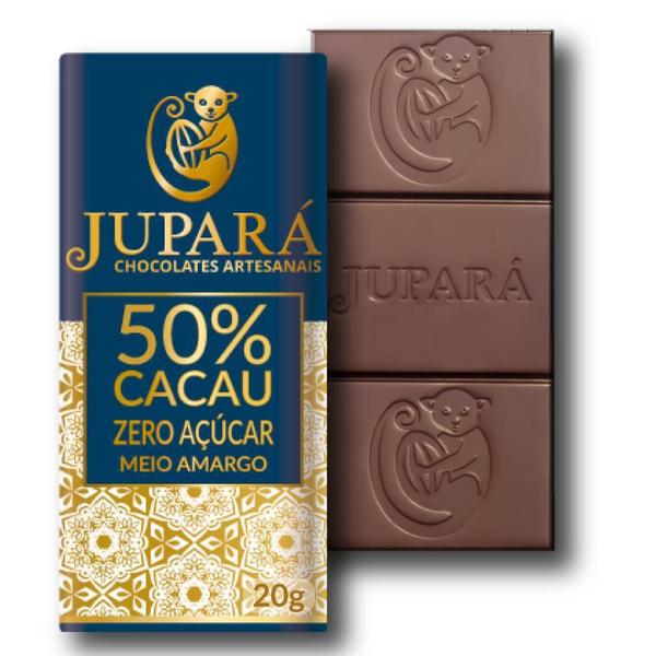 Imagem de 50 Barras De Chocolate 50% Cacau - Zero Açúcar - Meio Amargo