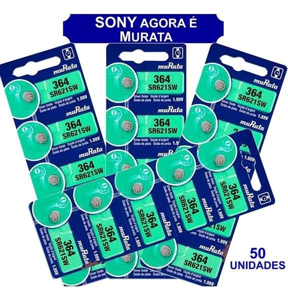 Imagem de 50 Baterias Sony 364 Sr621sw Ag1 Sr621 Original Relógio