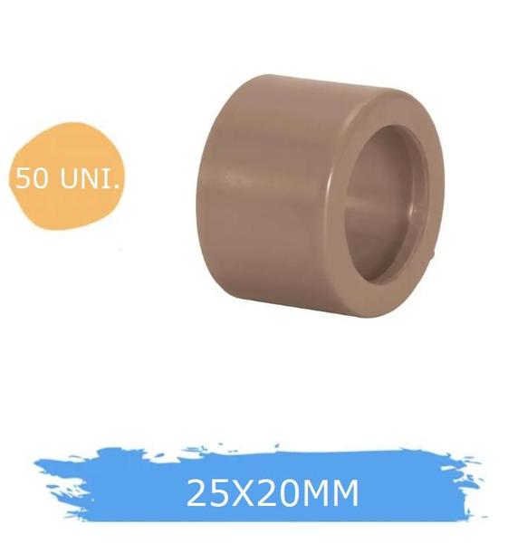 Imagem de 50 Buchas Redução Soldável Curta 3/4X1/2 25X20MM Marrom PVC - FORTLEV