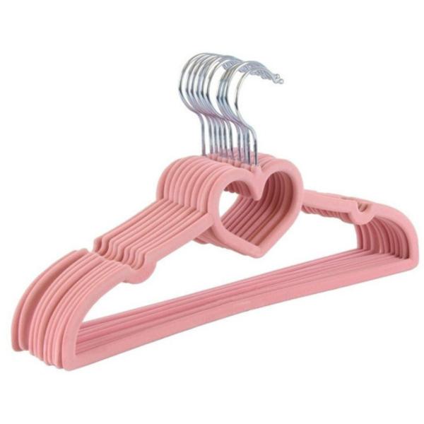 50 Cabide Infantil Slim De Veludo Rosa Coração - NV Imagem de 50 Cabide Infantil Slim De Veludo Rosa Coração