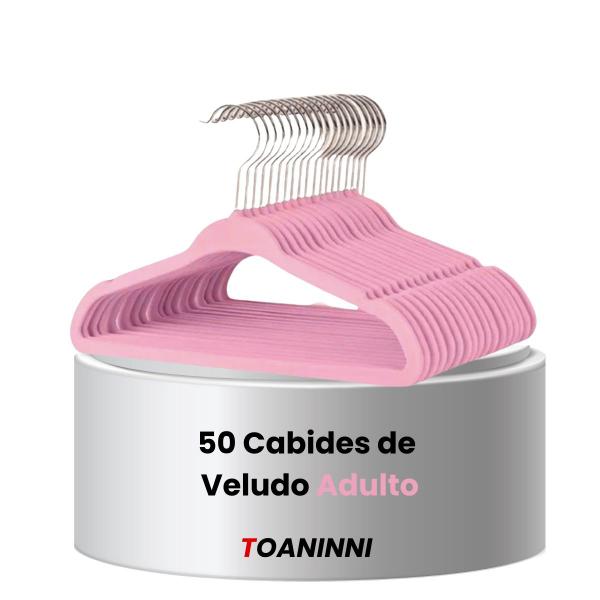 50 Cabides Slim Ultra Finos Antideslizante Aveludado Rosa - Toaninni Imagem de 50 Cabides Slim Ultra Finos Antideslizante Aveludado Rosa