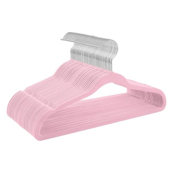 50 Cabides Slim Ultra Finos Antideslizante Aveludado Rosa - Toaninni Imagem de 50 Cabides Slim Ultra Finos Antideslizante Aveludado Rosa