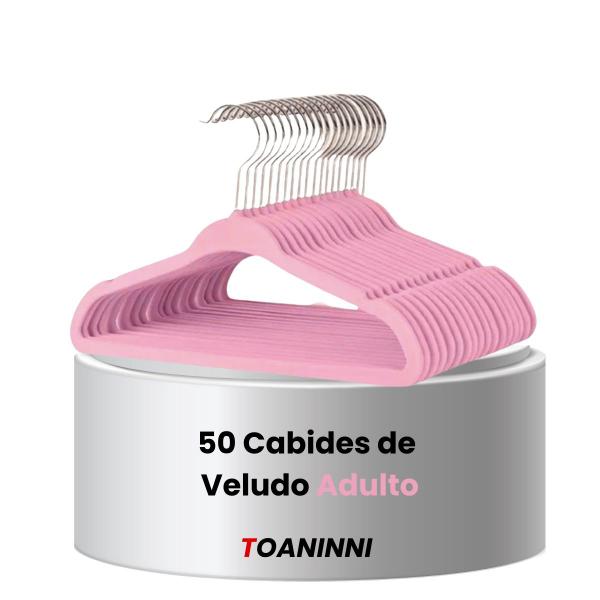 Imagem de 50 Cabides Slim Ultra Finos Antideslizante Aveludado Rosa