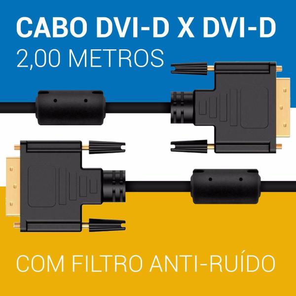 Imagem de 50 Cabos Dvi-d Dvi D Dual Link 24+1 Filtros Trançado 2 Metros