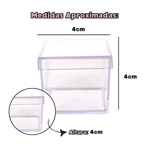 Imagem de 50 Caixinhas Acrílica 4x4 Transparente Kit Lembrancinha Festa Multiuso