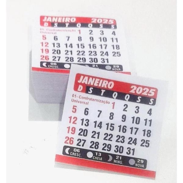 Imagem de 50 Calendários 5x5cm Padrão Jogos Soltos 2025