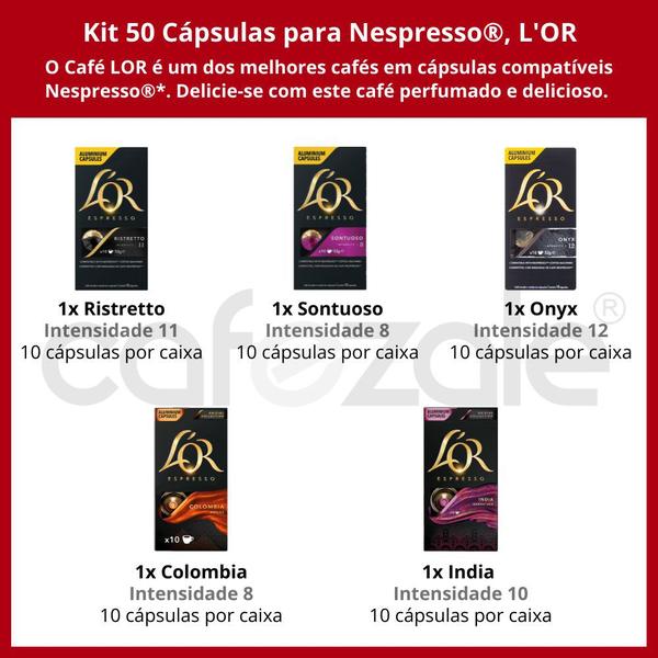 50 Cápsulas para Nespresso, Café Lor - Cafezale - L'OR Imagem de 50 Cápsulas para Nespresso, Café Lor - Cafezale
