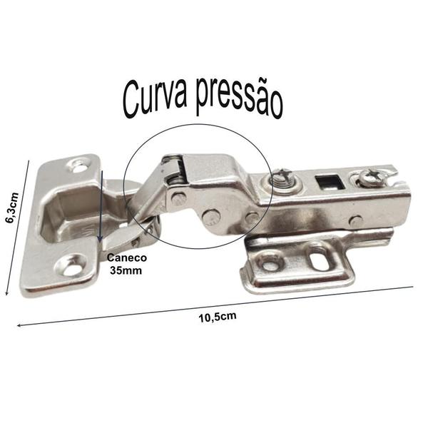 Imagem de 50 Dobradiças Curva Pressão 35mm Móveis Guarda-Roupas Portas