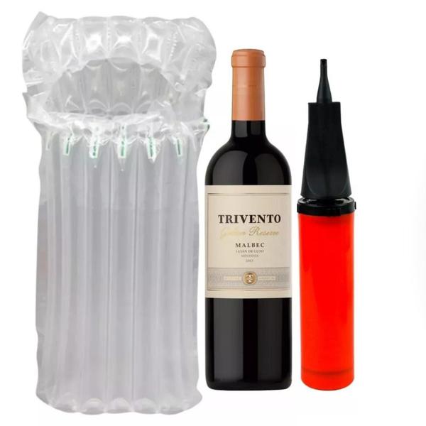 Imagem de 50 embalagem inflavel wine bag para transporte garrafa de vinho + 1 bomba manual