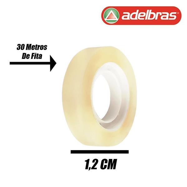 Imagem de 50 Fitas Adesiva Multiuso Transparente 12Mm X 30M Adelbras