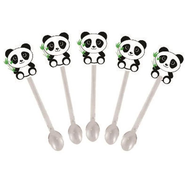 Imagem de 50 forminhas, 50 mini colheres Panda (preto e branco) + 50 copinhos