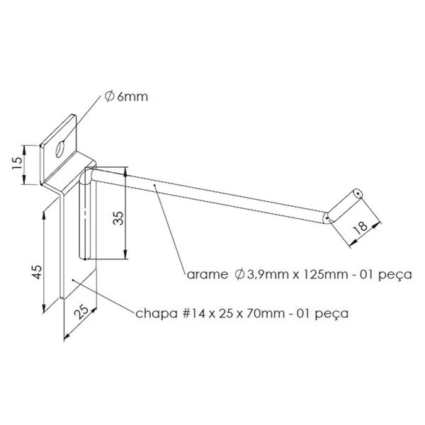 Imagem de 50 Ganchos De 10cm Branco Para Painel Canaletado