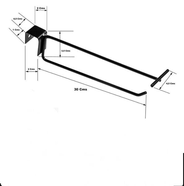 Imagem de 50 Ganchos Porta Preço para Gancheira Barra Preto ou Branco 30 Cm