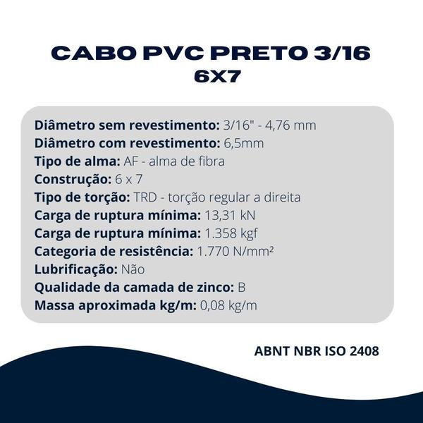 Imagem de 50 Metros Cabo Aço 3/16 Revestido Em Pvc Para Academia 6X7