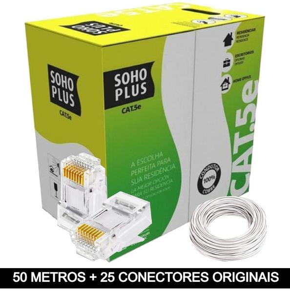 Imagem de 50 Metros de Cabo+25 Conector RJ45 Cat5e Furukawa Sohoplus