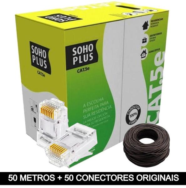 Imagem de 50 Metros de Cabo+50 Conector RJ45 Cat5e Furukawa Sohoplus