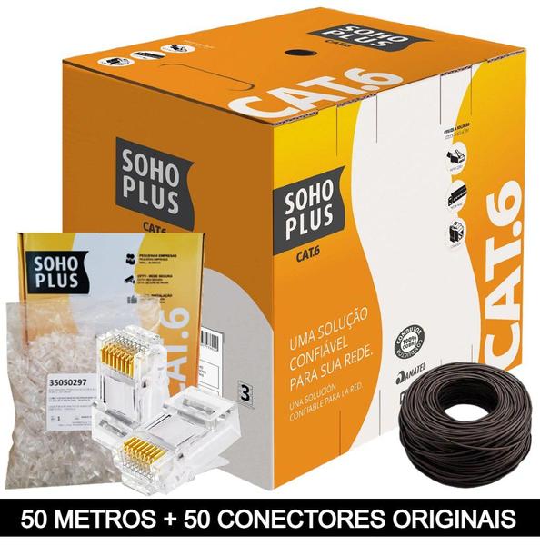 Imagem de 50 Metros de Cabo+50 Conector RJ45 Cat6 Furukawa Sohoplus