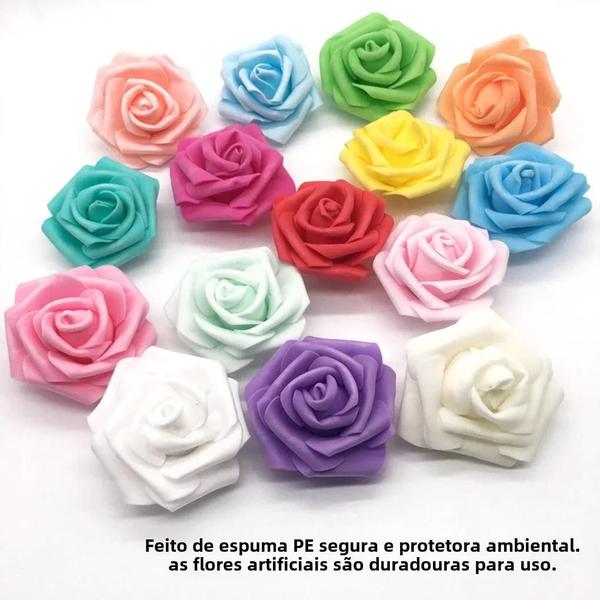 Imagem de 50 Pacotes De Rosas Artificiais Pe Espuma Simulação Flores Biônicas 6-7cm Para Decorações De Noivado