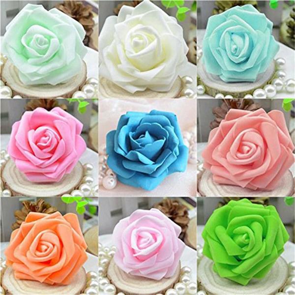 Imagem de 50 Pacotes De Rosas Artificiais Pe Espuma Simulação Flores Biônicas 6-7cm Para Decorações De Noivado