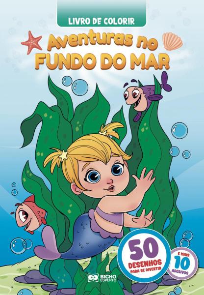 Imagem de 50 PAGINAS PARA COLORIR - AVENTURAS FUNDO DO MAR Espiral - C/ 10 adesivos - bicho esperto