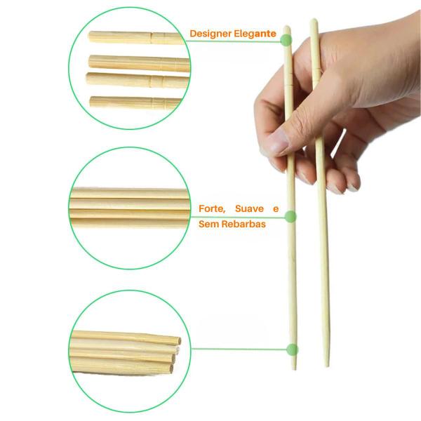 Imagem de 50 pares de hashi de bambu redondo embalado premium