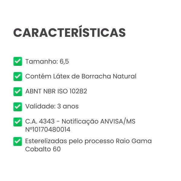 50 Pares Luvas Cirúrgicas 6,5 Estéril Com Pó Sanro Lis Imagem de 50 Pares Luvas Cirúrgicas 6,5 Estéril Com Pó Sanro Lis