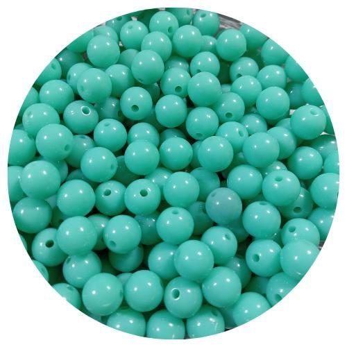 Imagem de 50 Peças bola lisa abs 10mm verde água ideal para bijuterias, pulseiras e colares.