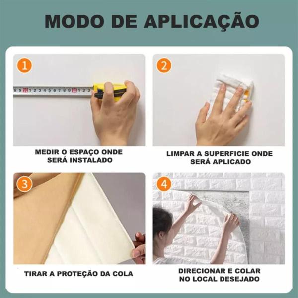 Imagem de 50 Placas Auto Adesivas 3D Papel Parede Tijolinho Branco