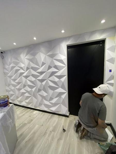 Imagem de 50 Placas Pvc Painel 3D Trapézio Revestimento Parede 50X22Cm