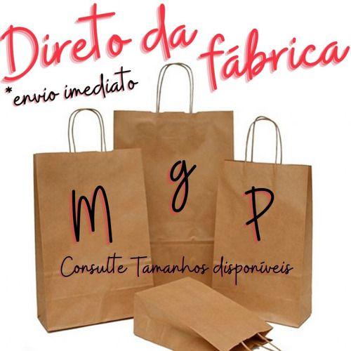 Imagem de 50 Sacolas De Papel M 32x24x14,5: Alça Torcida P/ Delivery