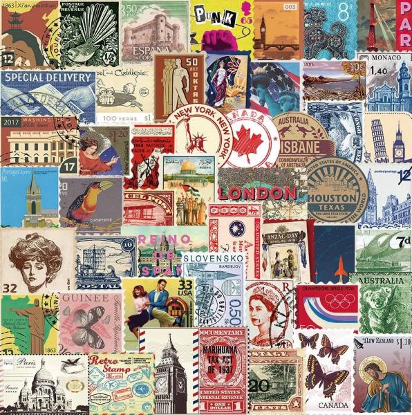 Imagem de 50 Stickers Selos Viagem Retrô Vintage País Turismo Adesivos