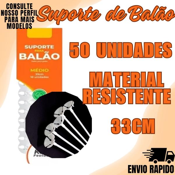 Imagem de 50 Suporte Balao Bexiga Aniversario Festa Eventos Branco