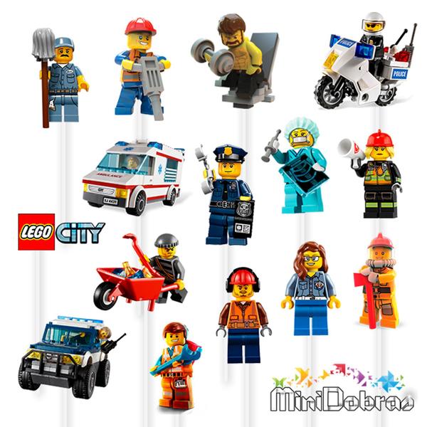 Imagem de 50 Tags no Palito para Docinhos Lego City