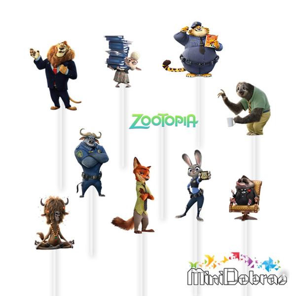 Imagem de 50 Tags no Palito para Docinhos Zootopia