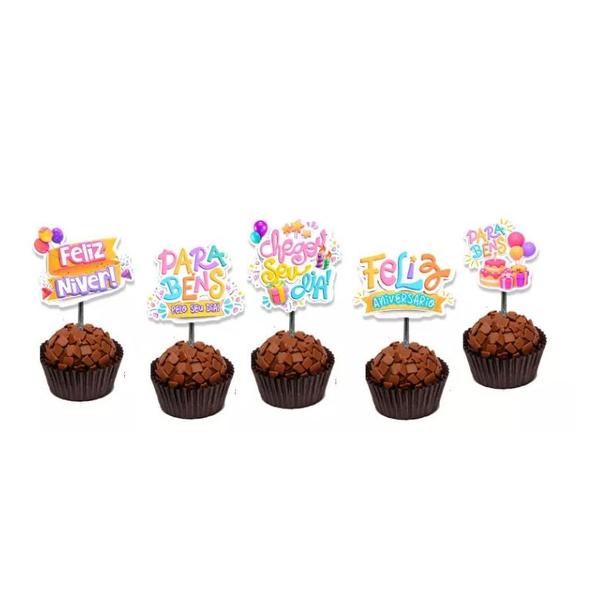 50 topper tag plaquinha para doces festa aniversário comemoração frases de aniversário Parabéns - Catias Cakes Imagem de 50 topper tag plaquinha para doces festa aniversário comemoração frases de aniversário Parabéns